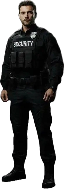 чоловік охоронник в чорній формі